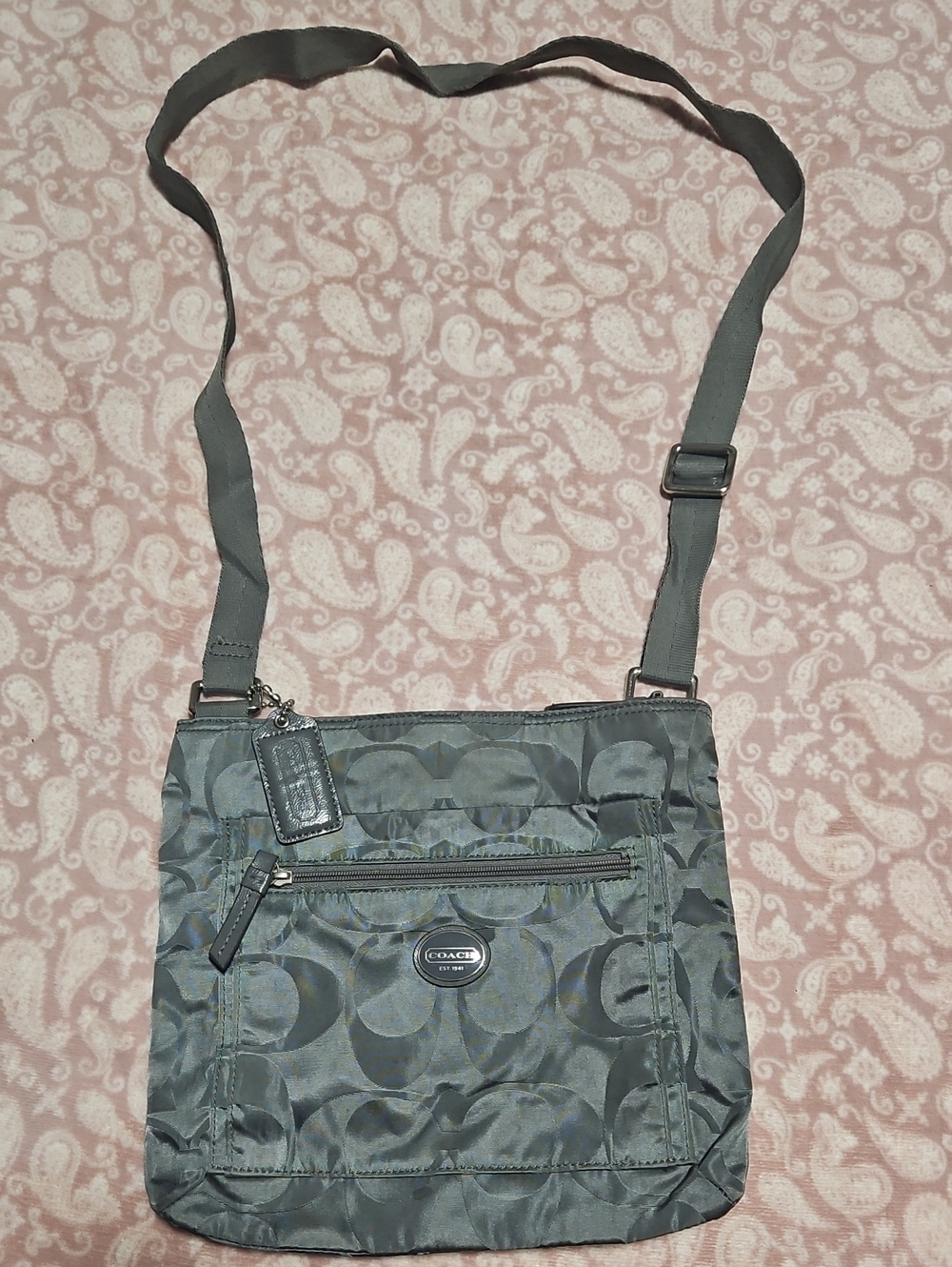 Coach Gray Signature Crossbody Messenger Bag